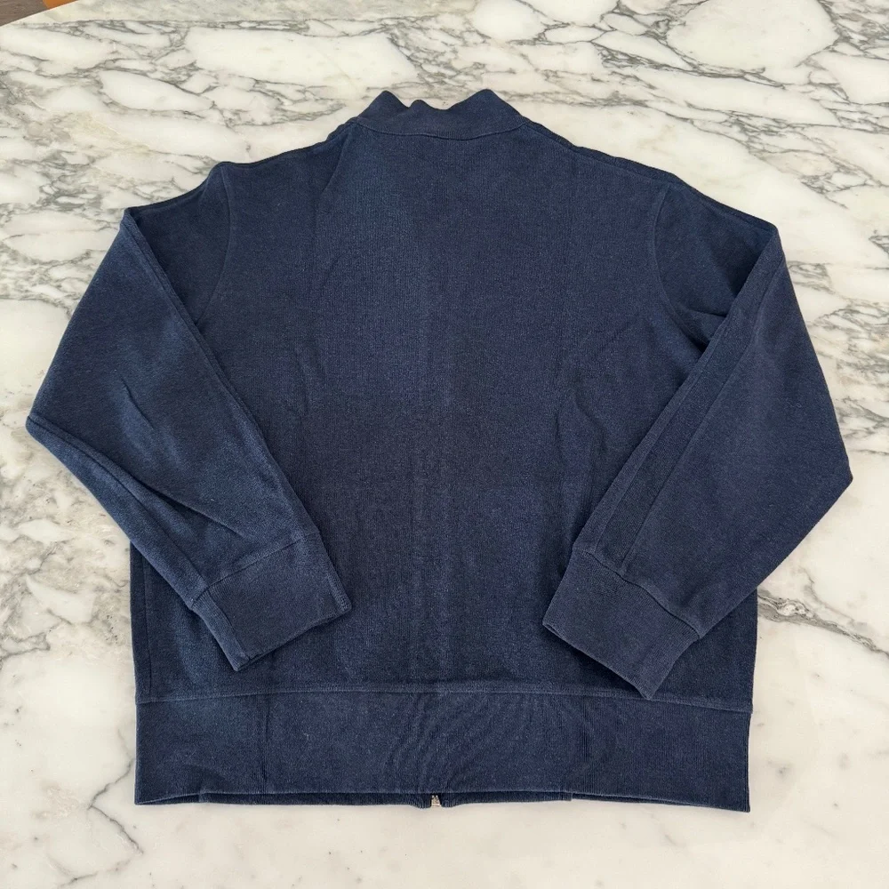 Polo Ralph Lauren Blue Cotton Men's‎ Pullover Sweater with full Zip, Large